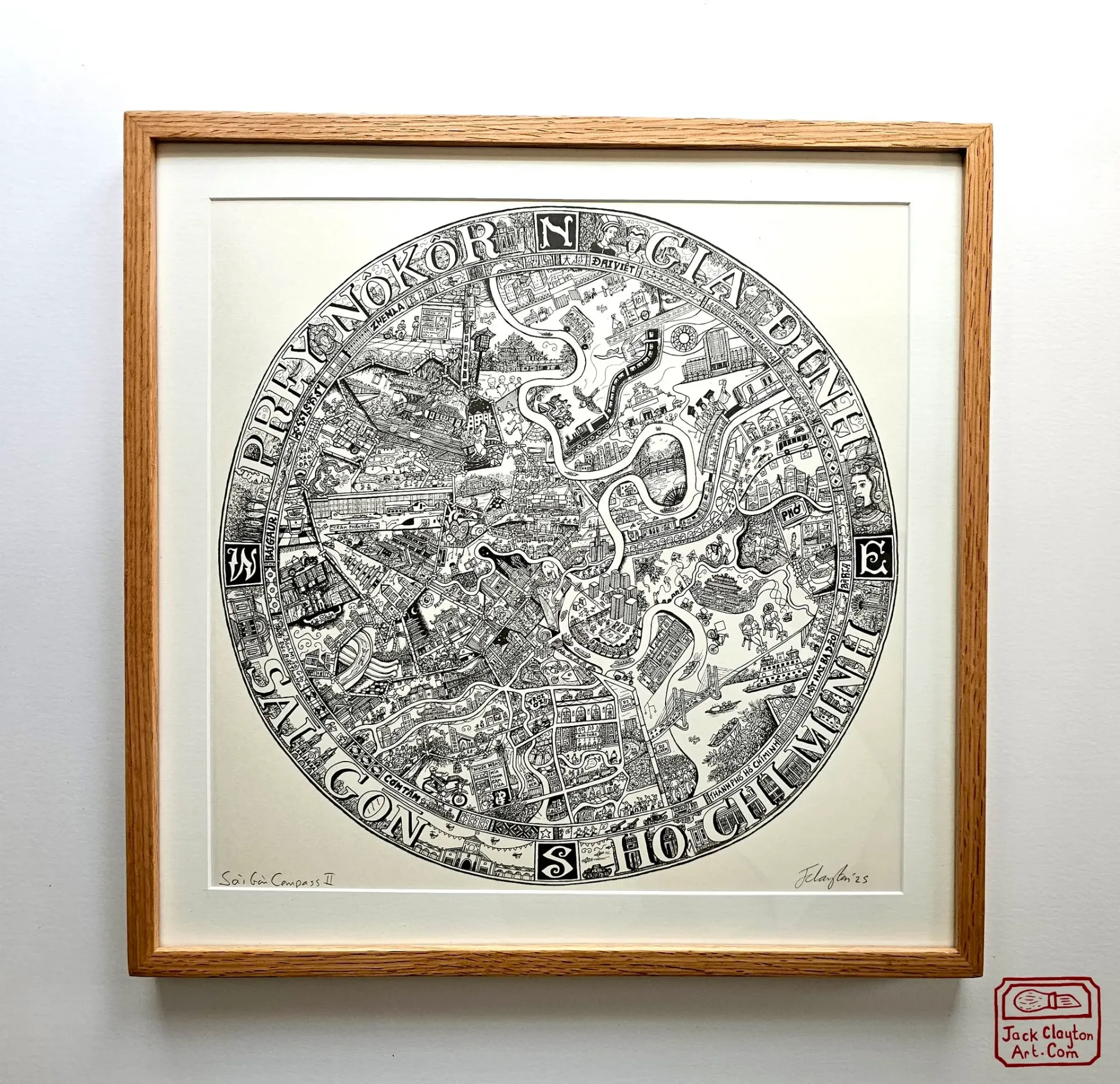 [FILB0006] Khung Tranh - Sai Gon Compass - Traditional B+W