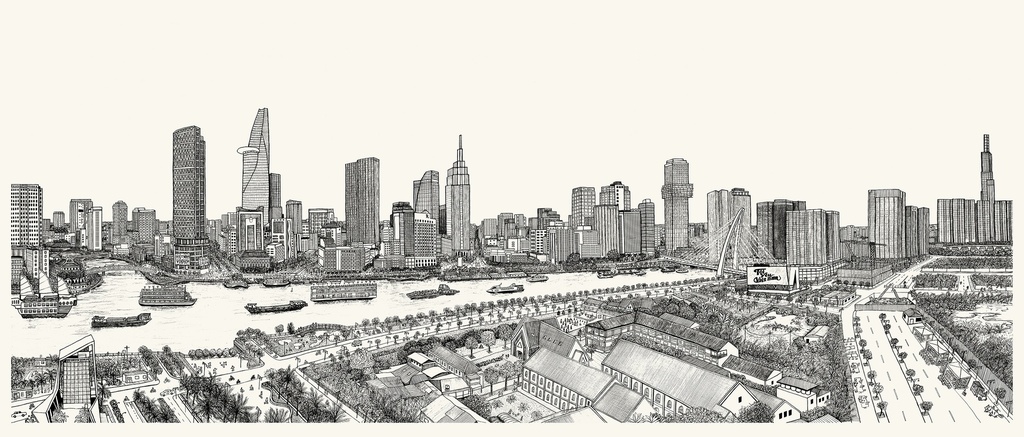 [ILB0003] Tranh - Skyline BW (40x52)