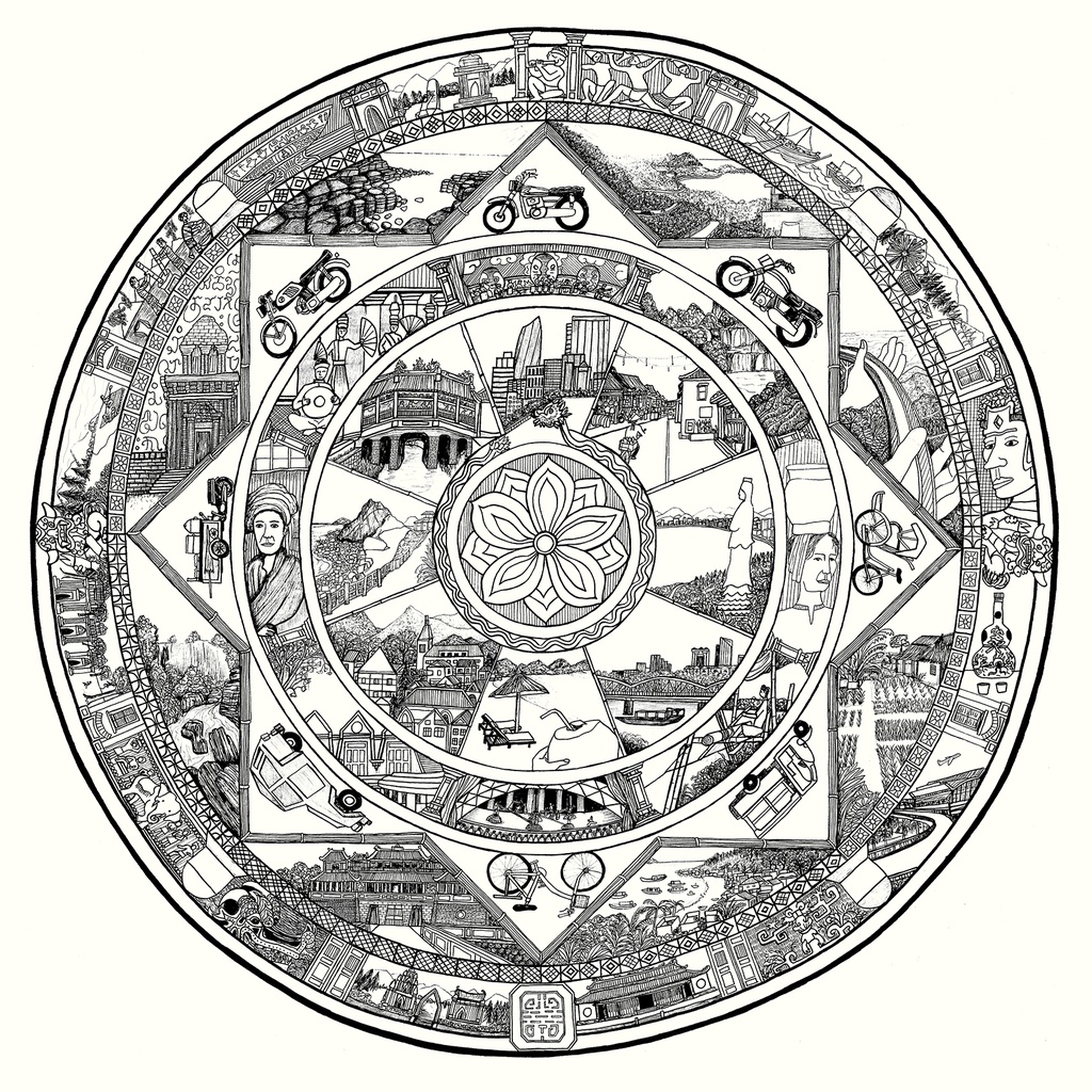 [ILB0004] Tranh 'Trống Đông Sơn B' 42 BW