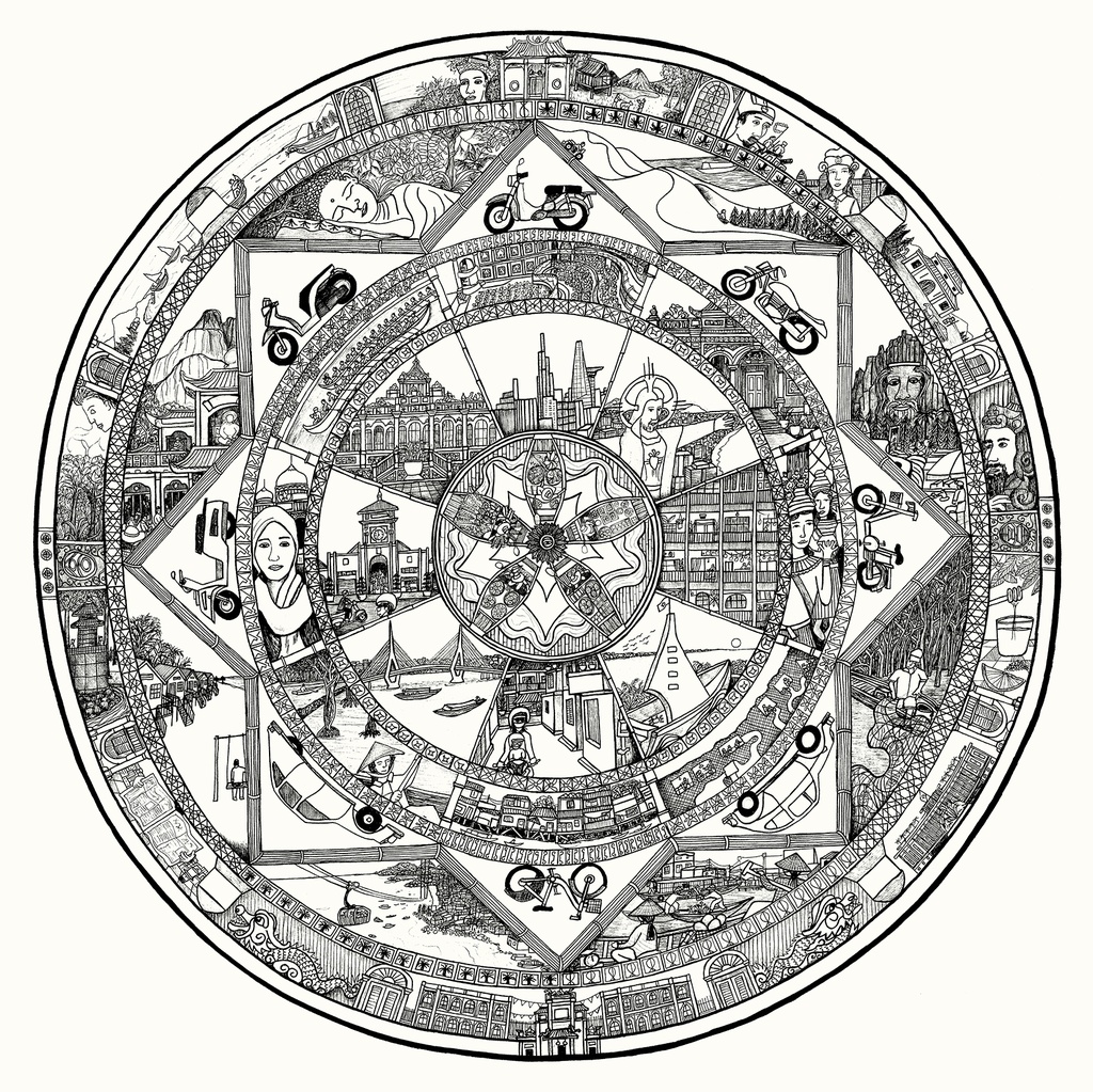 [ILB0005] Tranh 'Trống Đông Sơn T' 42 BW