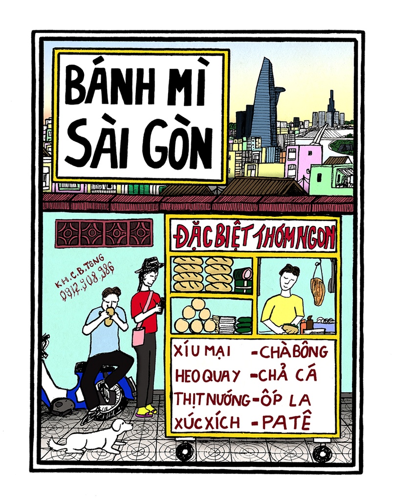 [DGA40008] Tranh 'Bánh Mì SG' (Color)